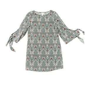 Morris & Co x‎ H&M Floral Print Bell Sleeve Dress Size 6 Green White
